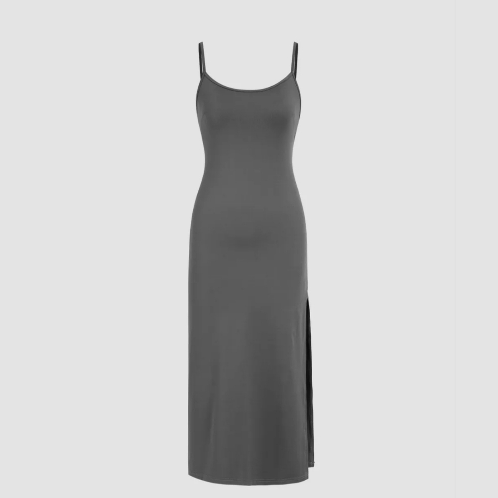 Split Grey Midi Dress